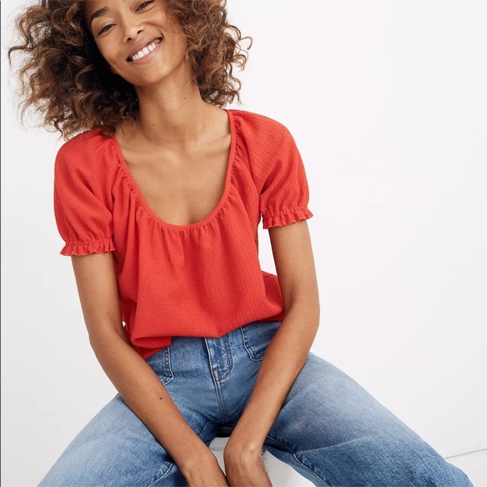 Madewell texture & thread peasant top white